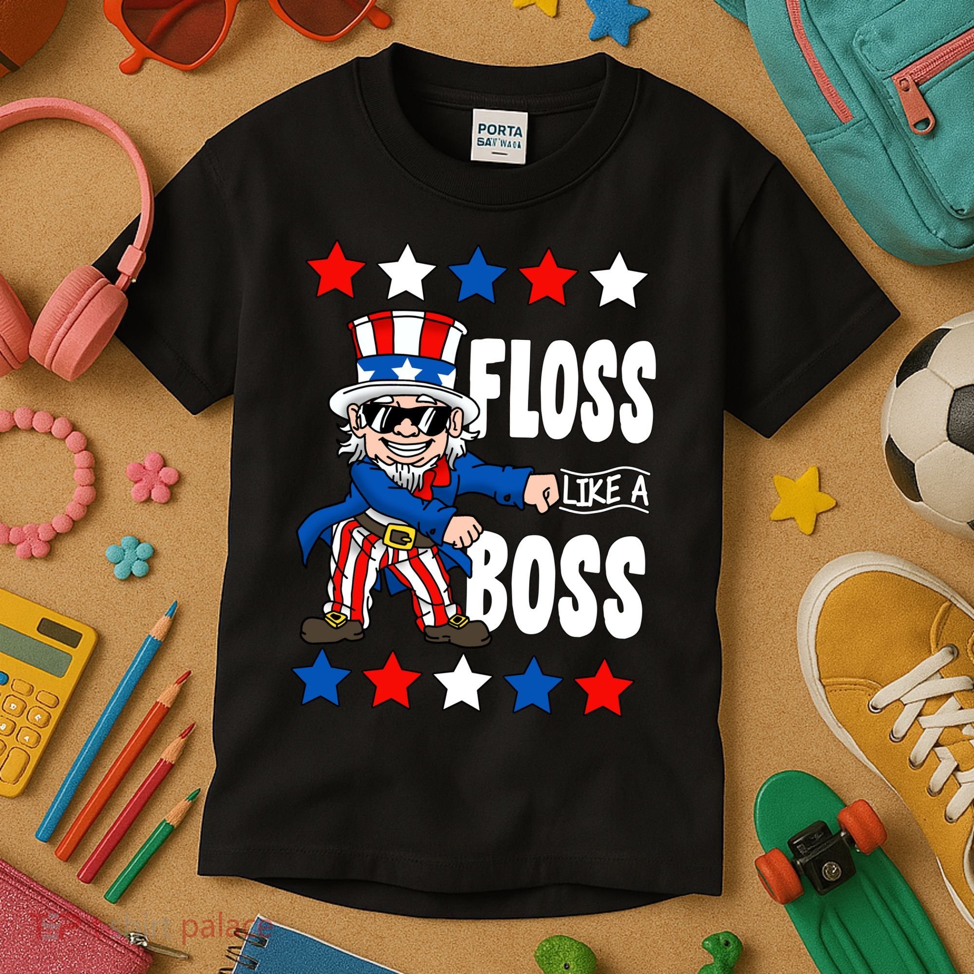 Floss Like A Boss USA 4th of July Kids T-Shirt