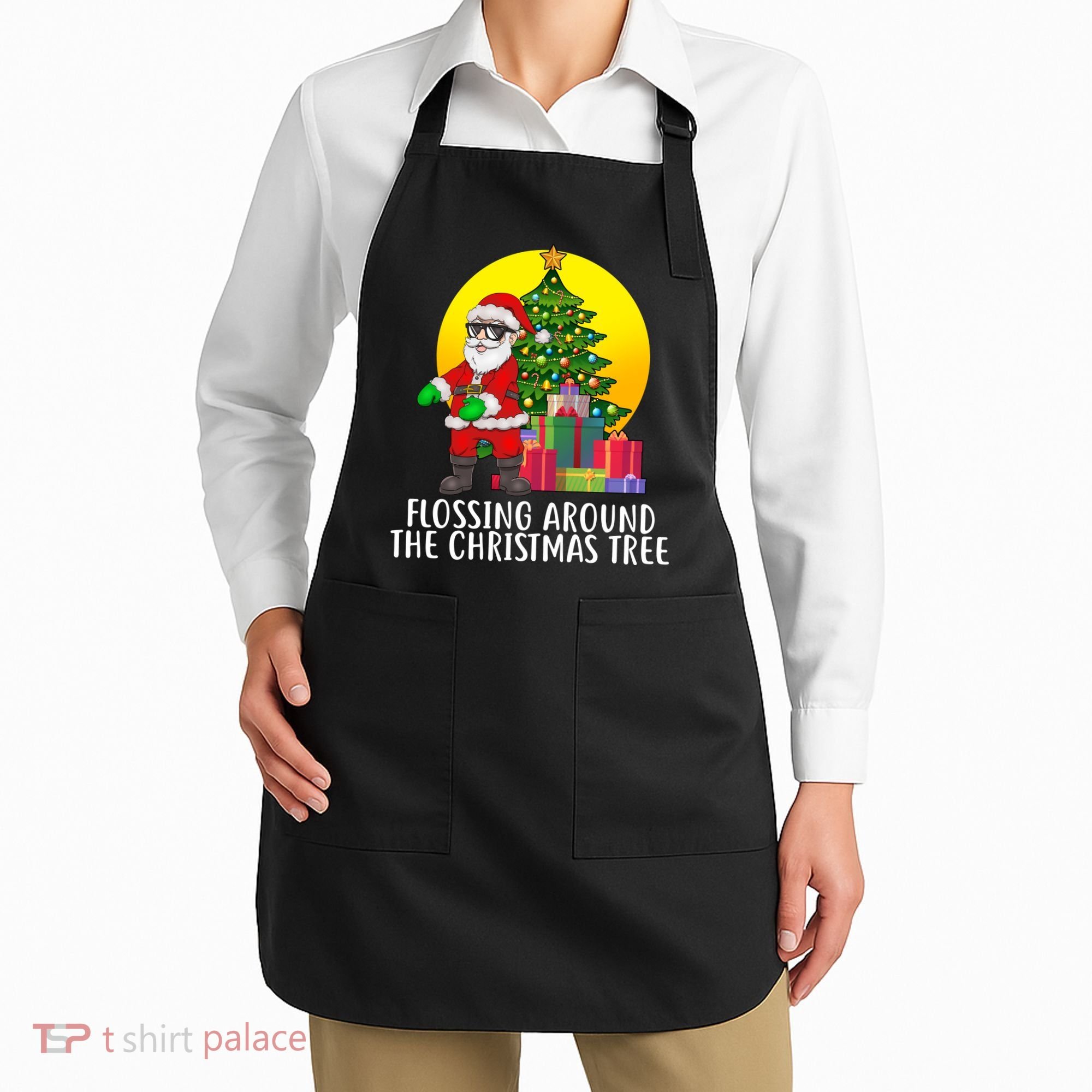 Flossing Around The Christmas Tree Apron