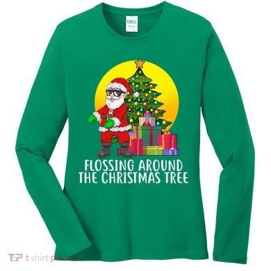 Flossing Around The Christmas Tree Women's Long Sleeve Shirt