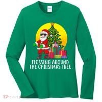 Flossing Around The Christmas Tree Women's Long Sleeve Shirt thumb 0
