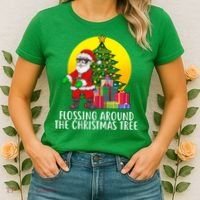 Flossing Around The Christmas Tree Women's T-Shirt thumb 2