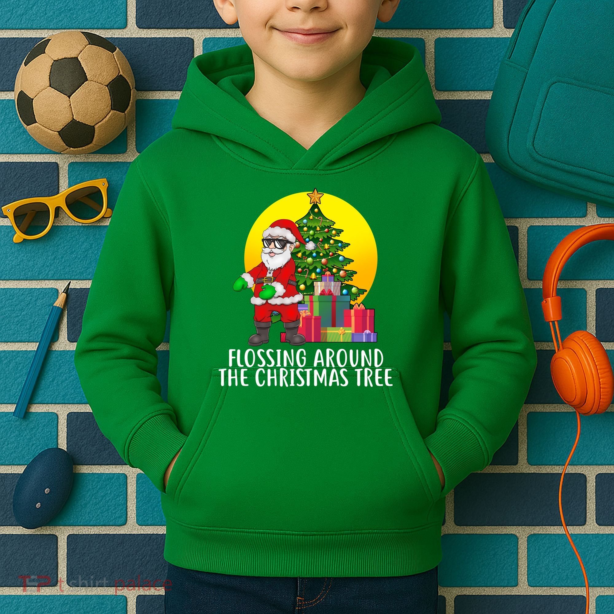 Flossing Around The Christmas Tree Kids Hoodie