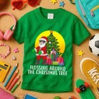 Flossing Around The Christmas Tree Kids T-Shirt thumb 3