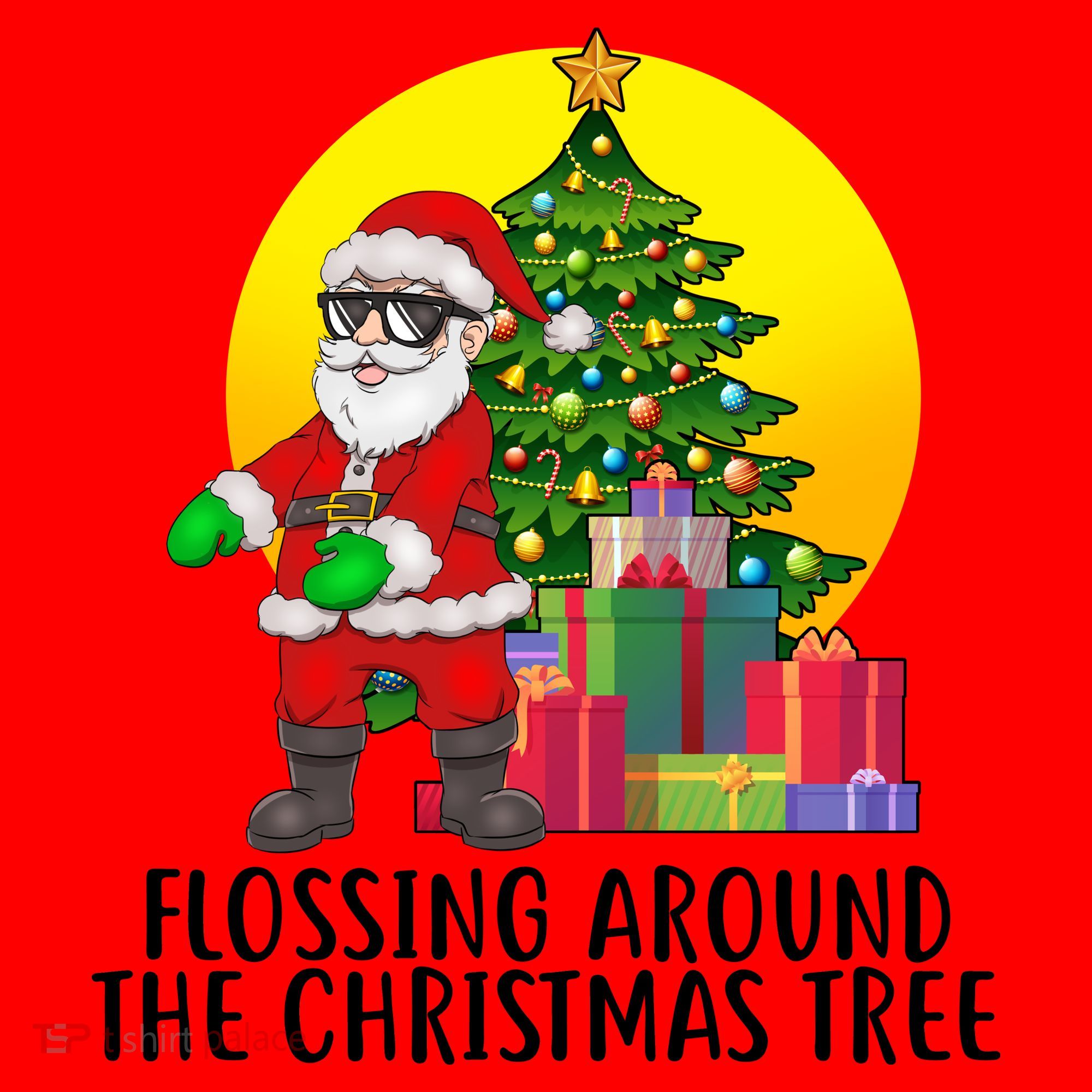 Flossing Around The Christmas Tree Santa Hat