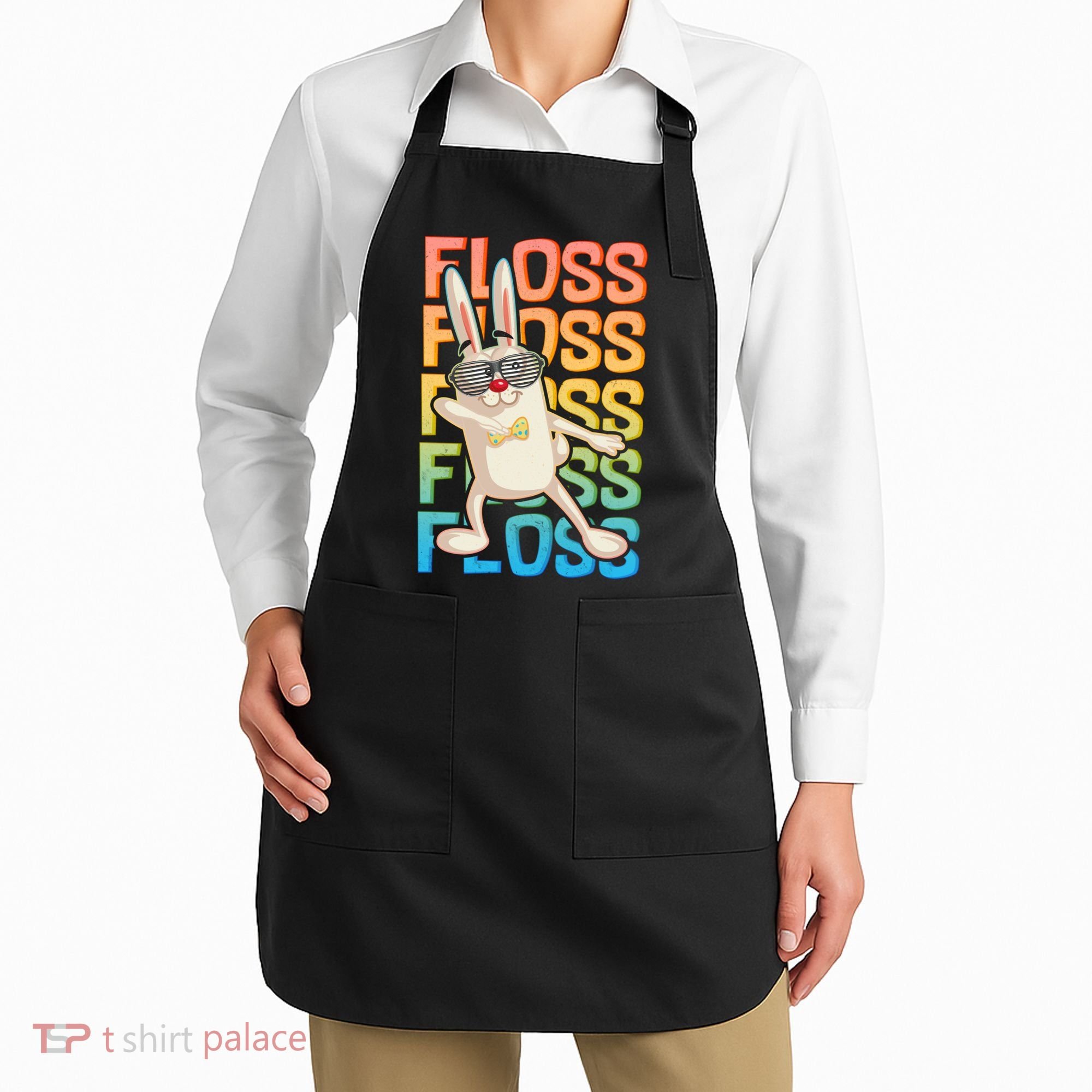 Flossing Easter Bunny Apron