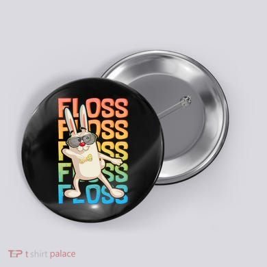 Flossing Easter Bunny Button