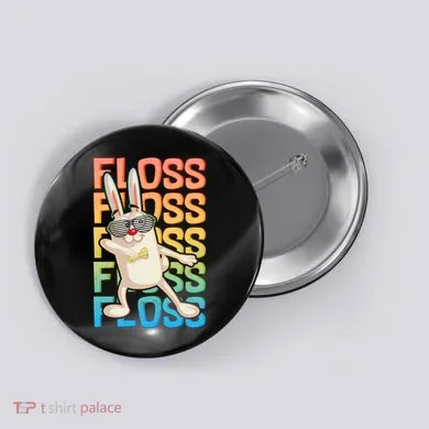Flossing Easter Bunny Button