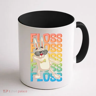 Flossing Easter Bunny Coffee Mug back