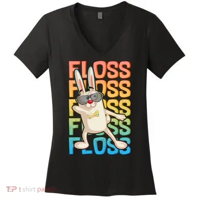 Flossing Easter Bunny Women's V-Neck T-Shirt