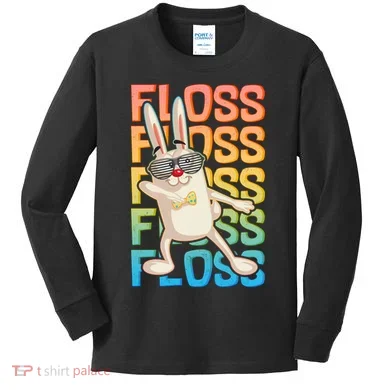 Flossing Easter Bunny Kids Long Sleeve Shirt