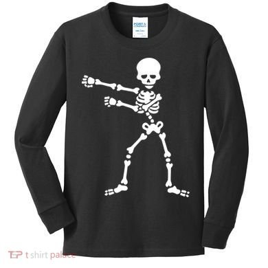 Flossing Skeleton  Kids Long Sleeve Shirt