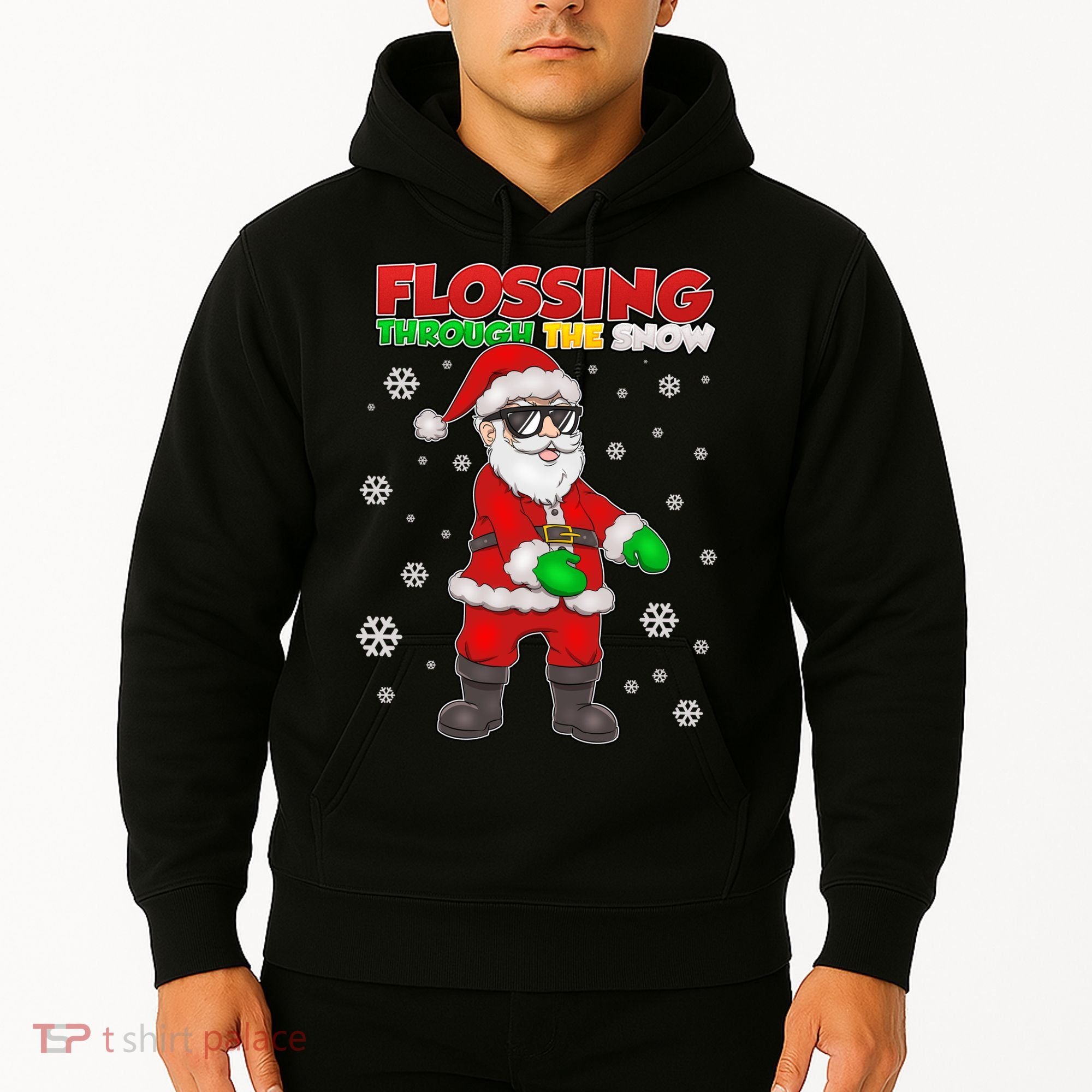 Flossing Through The Snow Santa Hoodie