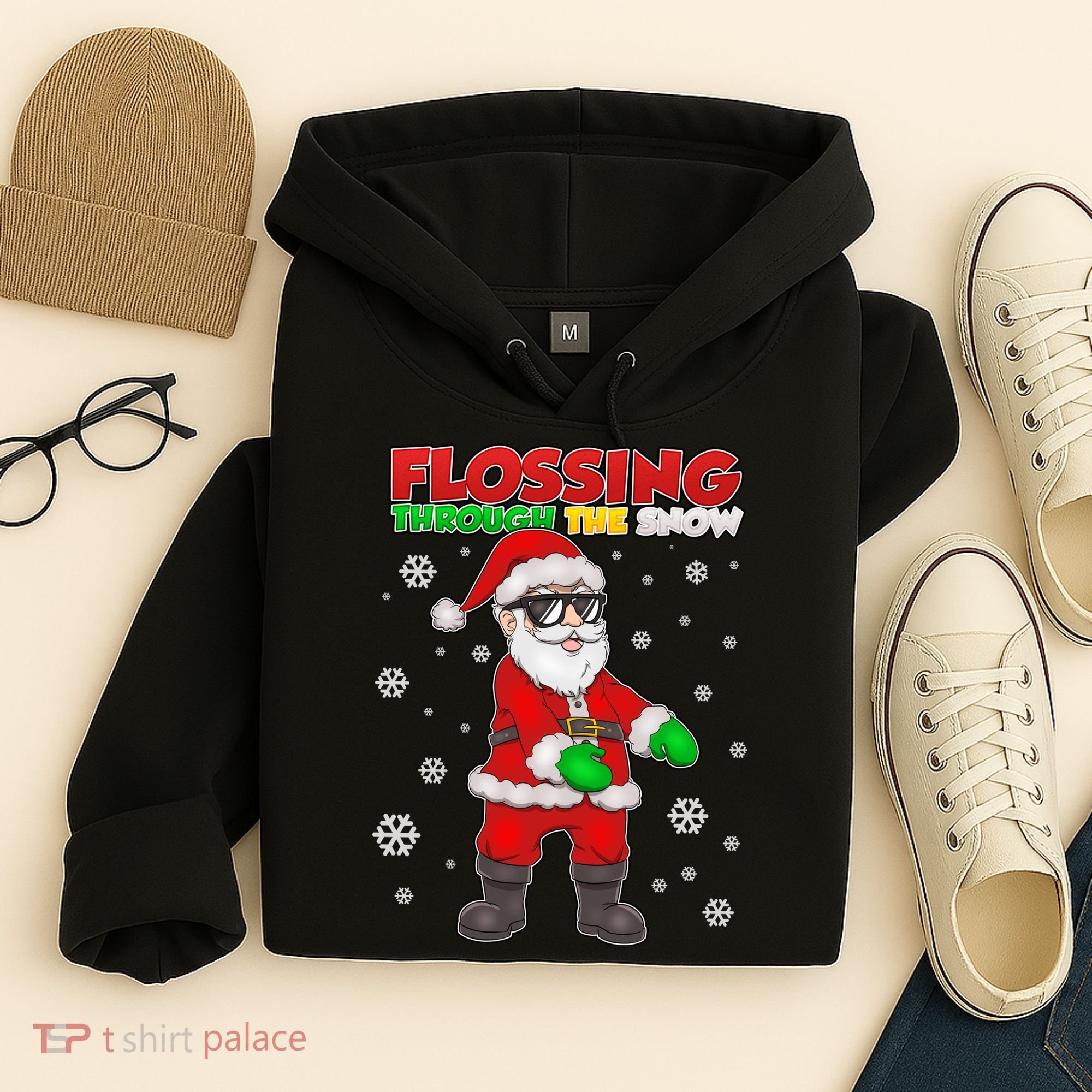 Flossing Through The Snow Santa Hoodie