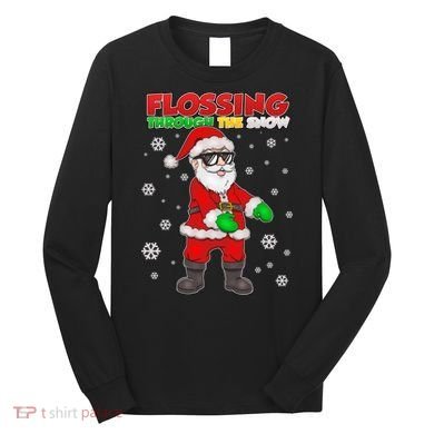 Flossing Through The Snow Santa Long Sleeve Shirt