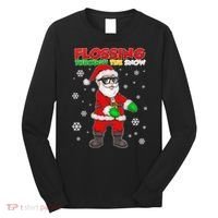 Flossing Through The Snow Santa Long Sleeve Shirt thumb 0