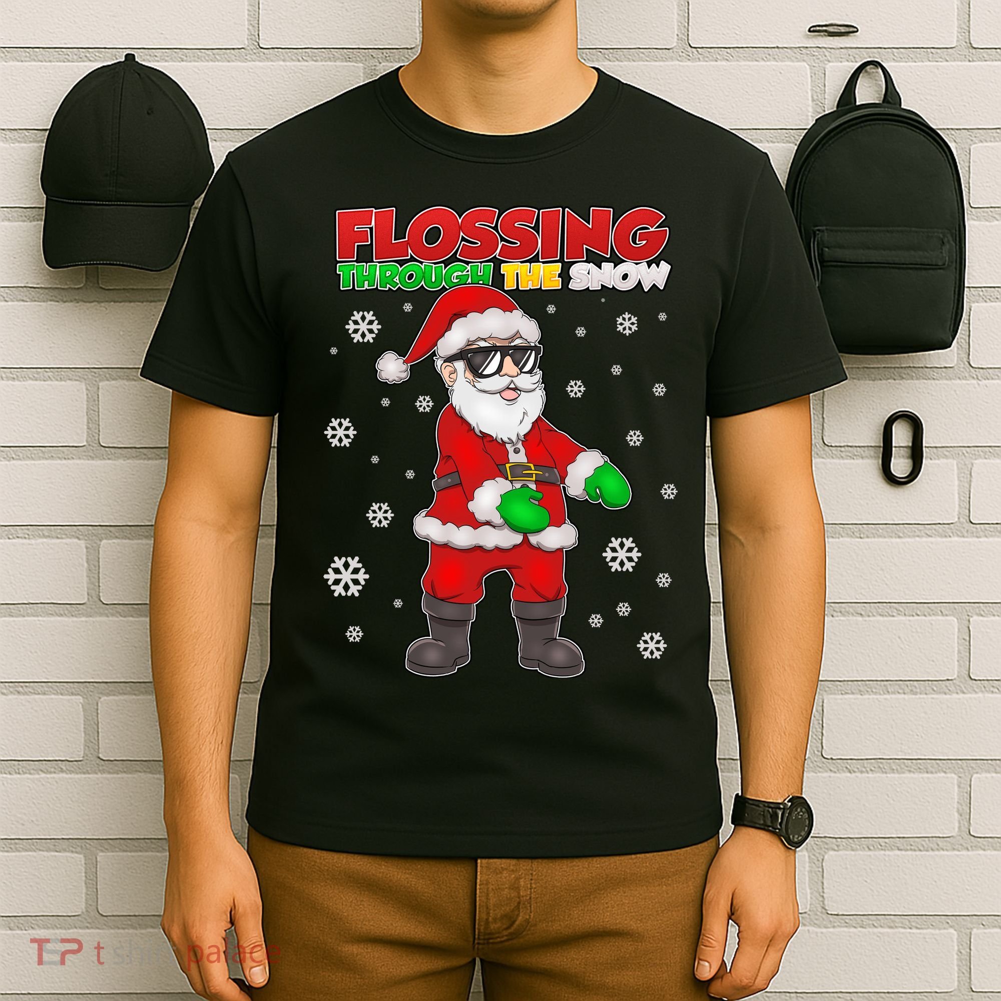Flossing Through The Snow Santa T-Shirt