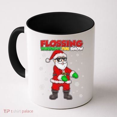 Flossing Through The Snow Santa Coffee Mug
