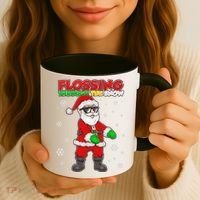 Flossing Through The Snow Santa Coffee Mug thumb 3