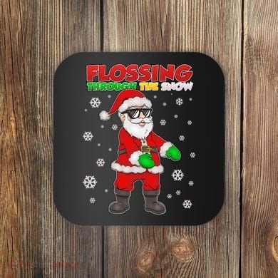 Flossing Through The Snow Santa Coaster