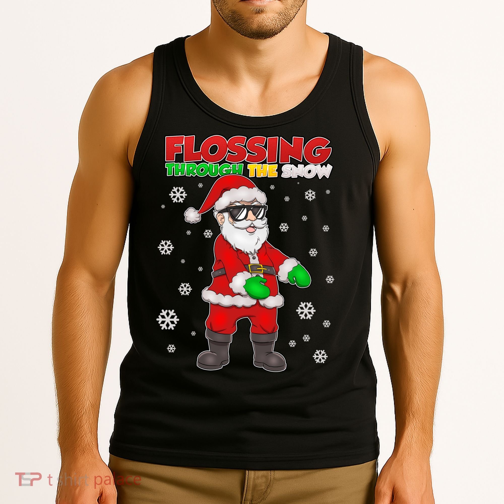 Flossing Through The Snow Santa Tank Top
