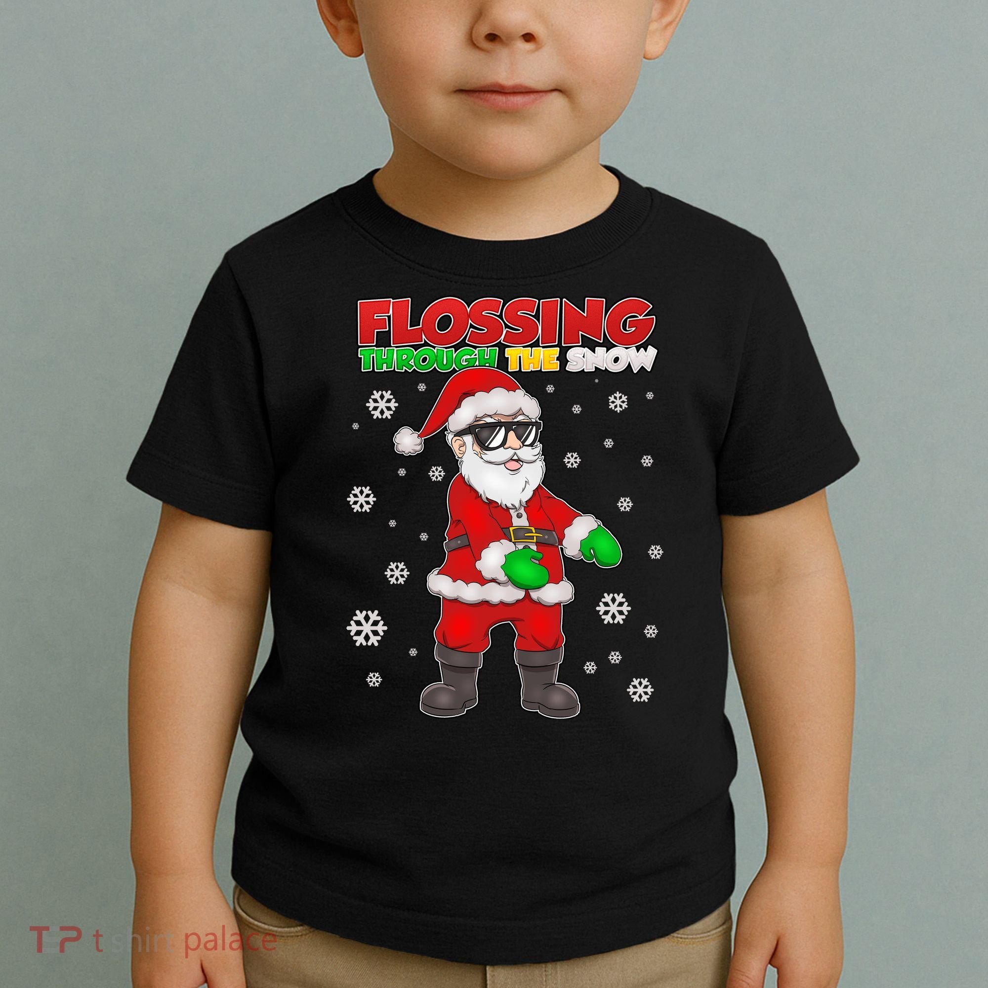 Flossing Through The Snow Santa Toddler T-Shirt