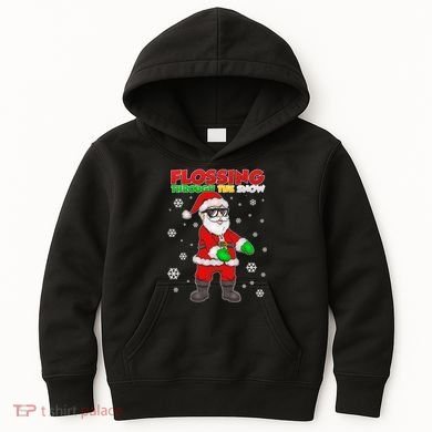 Flossing Through The Snow Santa Kids Hoodie