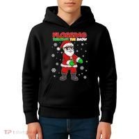 Flossing Through The Snow Santa Kids Hoodie thumb 4