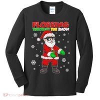 Flossing Through The Snow Santa Kids Long Sleeve Shirt thumb 0