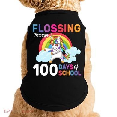 Flossing Unicorn Through 100 days Of School Doggie Tank