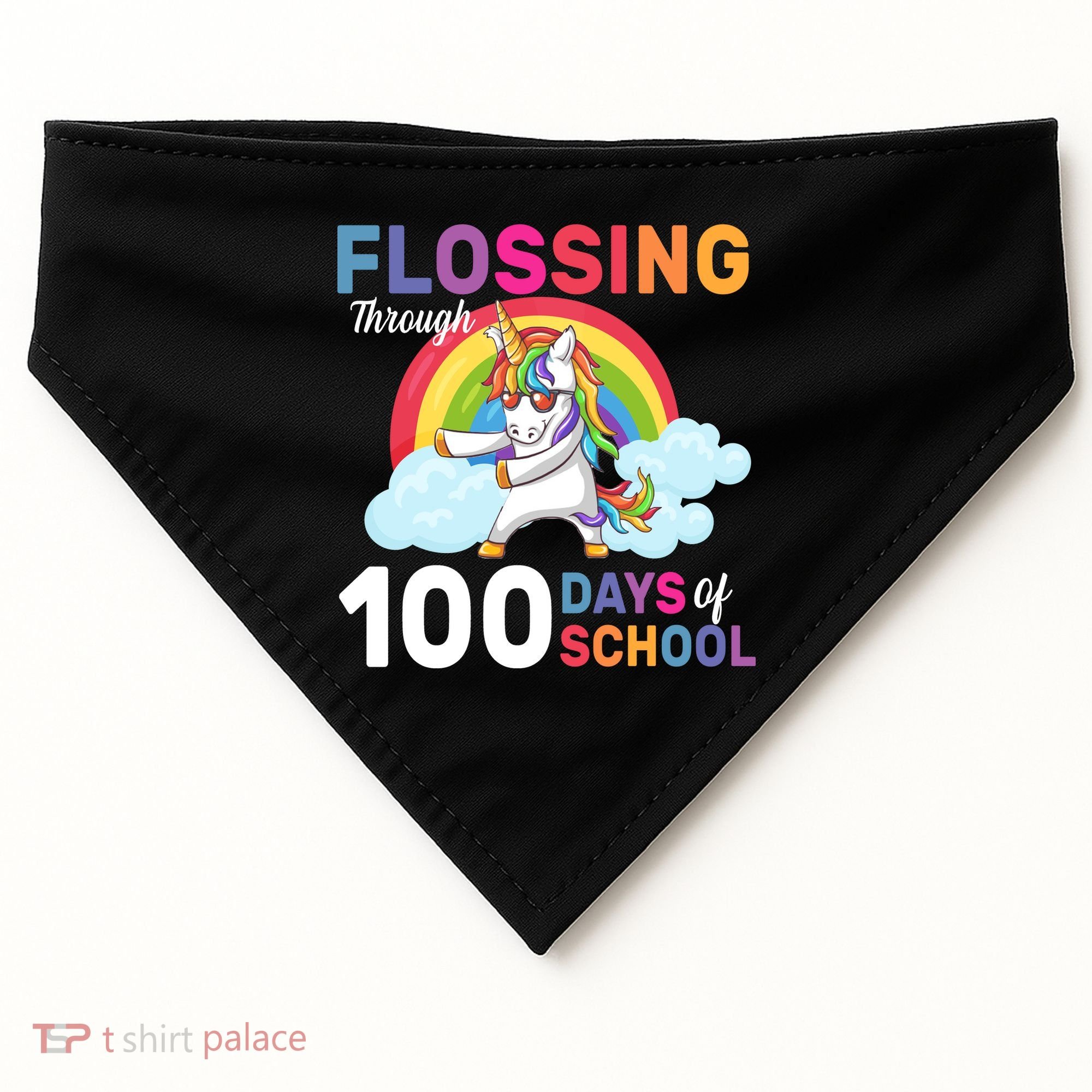 Flossing Unicorn Through 100 days Of School USA-Made Doggie Bandana