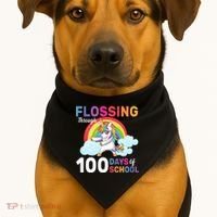 Flossing Unicorn Through 100 days Of School USA-Made Doggie Bandana thumb 1