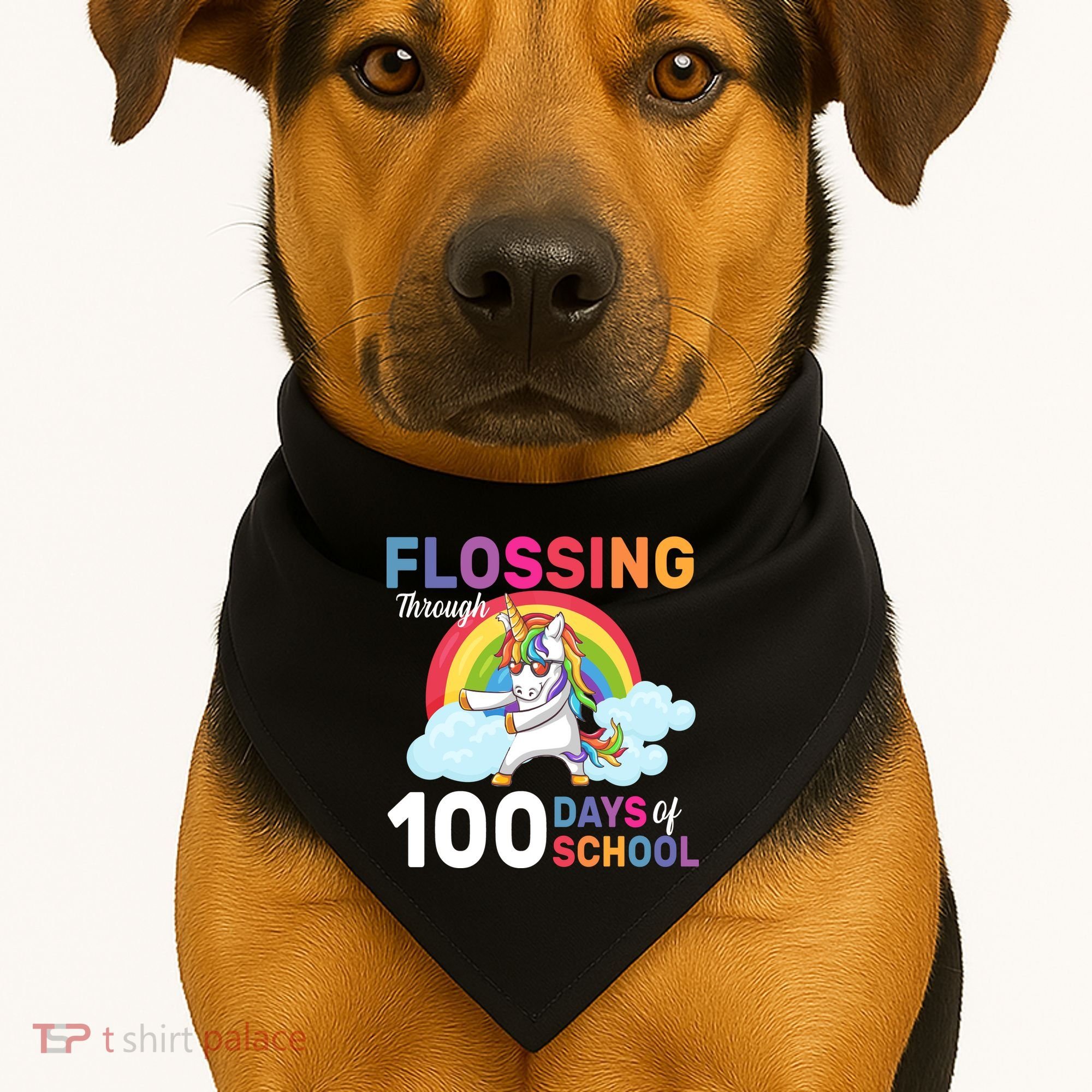 Flossing Unicorn Through 100 days Of School USA-Made Doggie Bandana