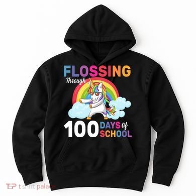 Flossing Unicorn Through 100 days Of School Hoodie