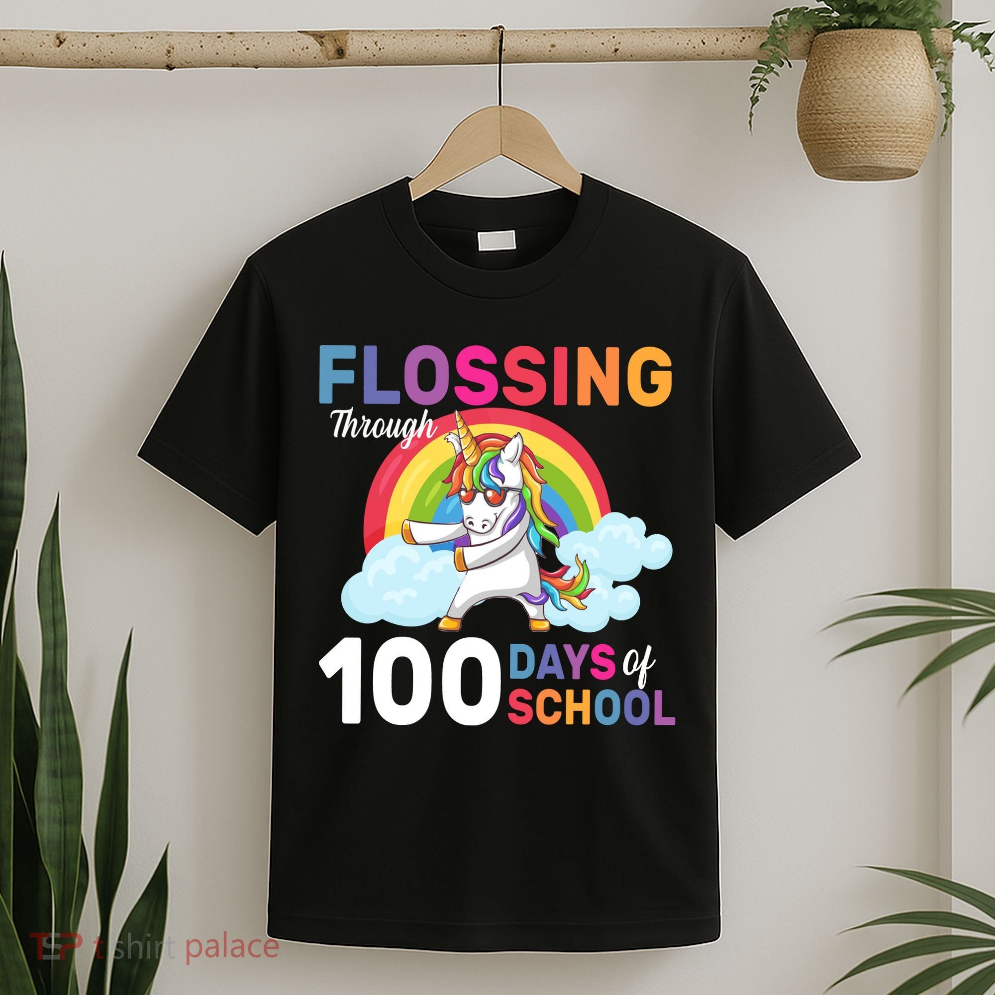Flossing Unicorn Through 100 days Of School T-Shirt