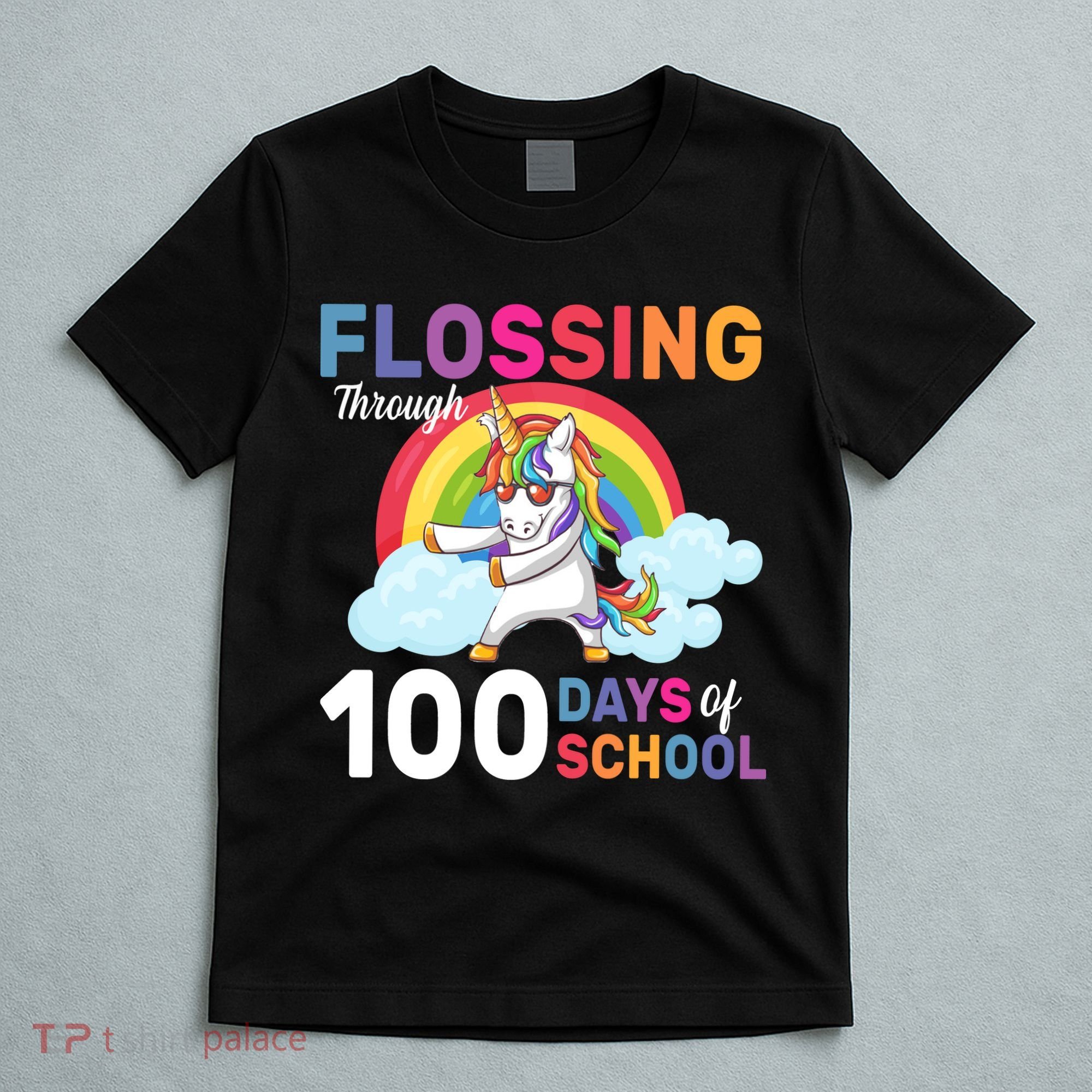 Flossing Unicorn Through 100 days Of School T-Shirt