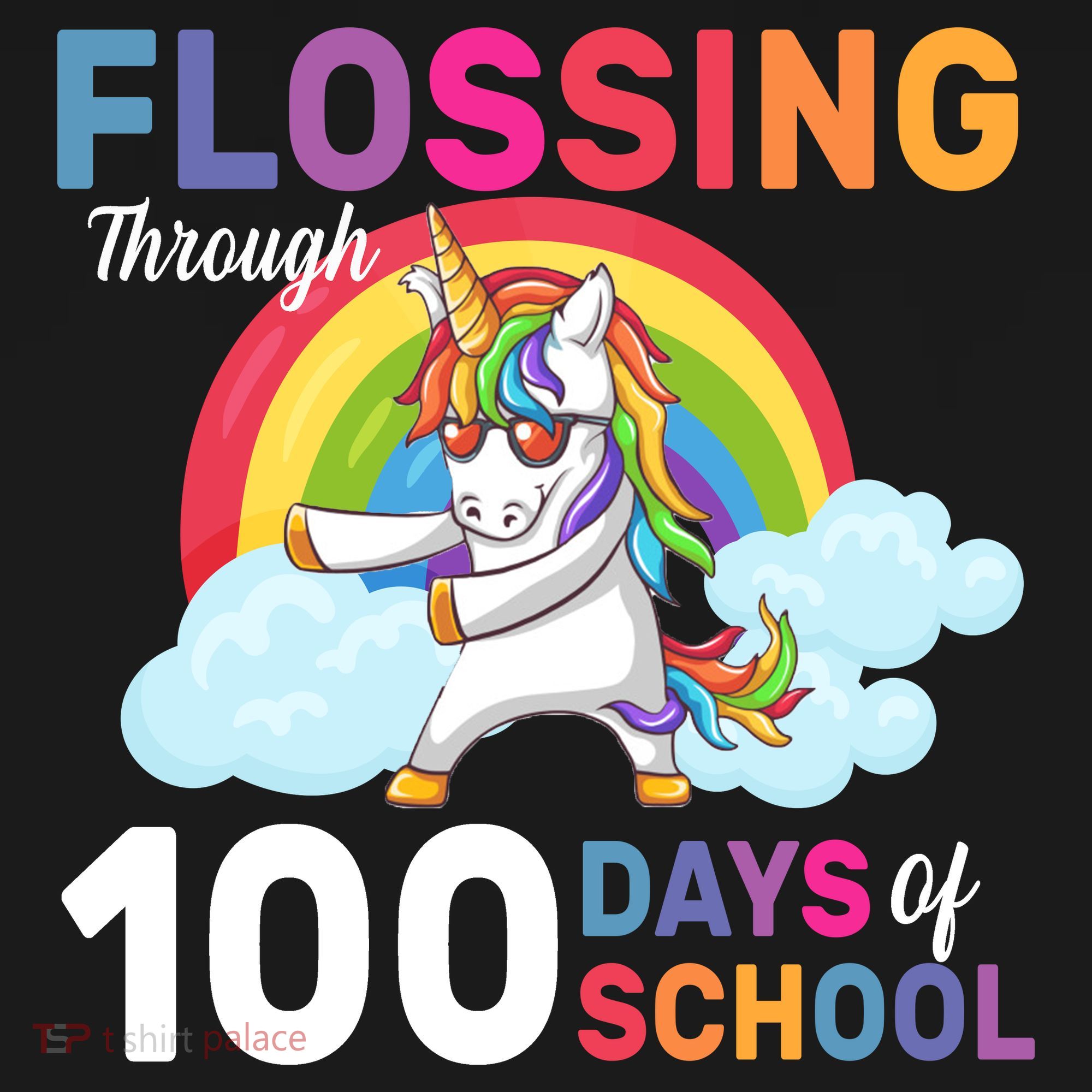Flossing Unicorn Through 100 days Of School T-Shirt
