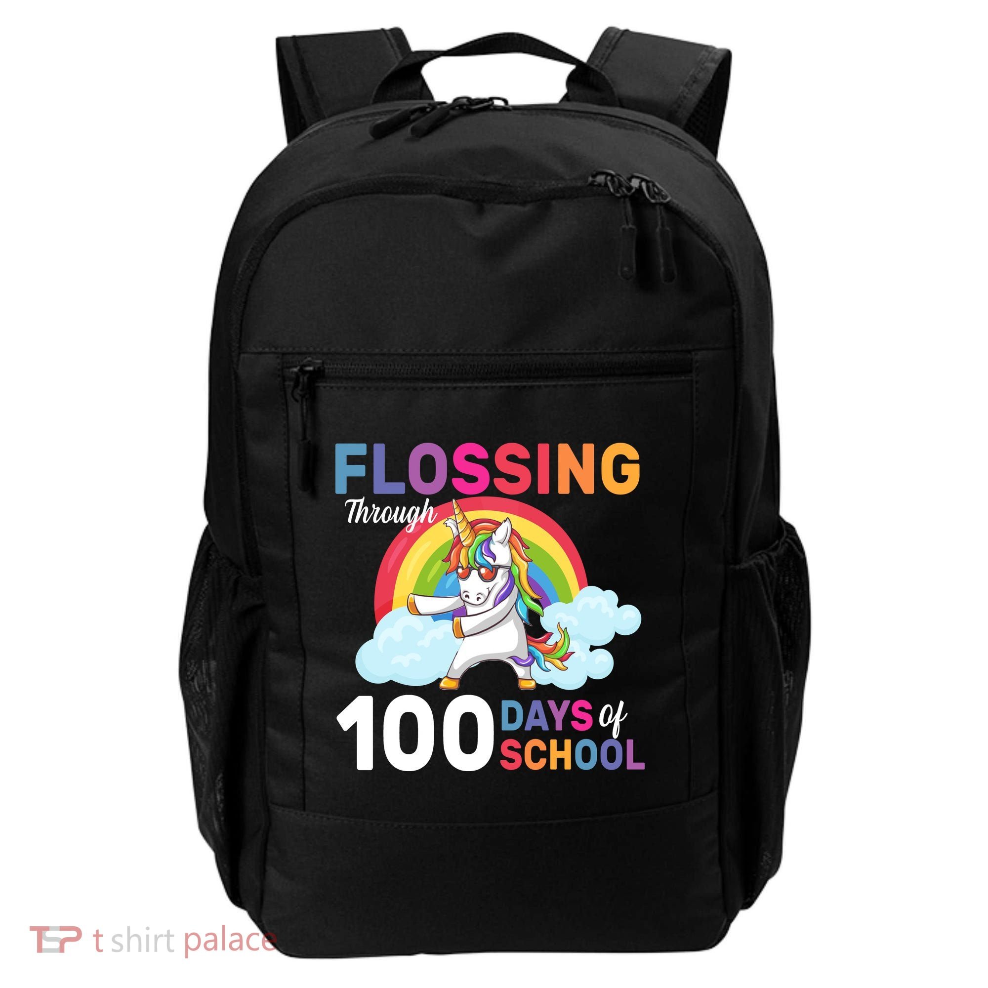 Flossing Unicorn Through 100 days Of School Backpack