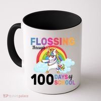 Flossing Unicorn Through 100 days Of School Coffee Mug thumb 0