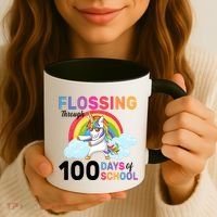 Flossing Unicorn Through 100 days Of School Coffee Mug thumb 3