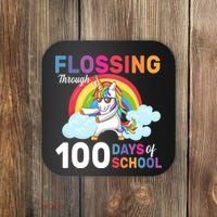 Flossing Unicorn Through 100 days Of School Coaster thumb 0