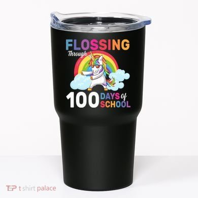 Flossing Unicorn Through 100 days Of School Tumbler