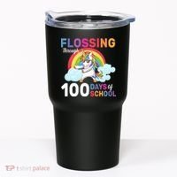 Flossing Unicorn Through 100 days Of School Tumbler thumb 0