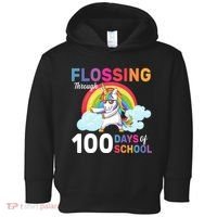 Flossing Unicorn Through 100 days Of School Toddler Hoodie thumb 0