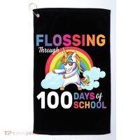 Flossing Unicorn Through 100 days Of School Golf Towel thumb 0