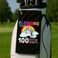 Flossing Unicorn Through 100 days Of School Golf Towel thumb 2