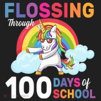 Flossing Unicorn Through 100 days Of School Golf Towel thumb 3