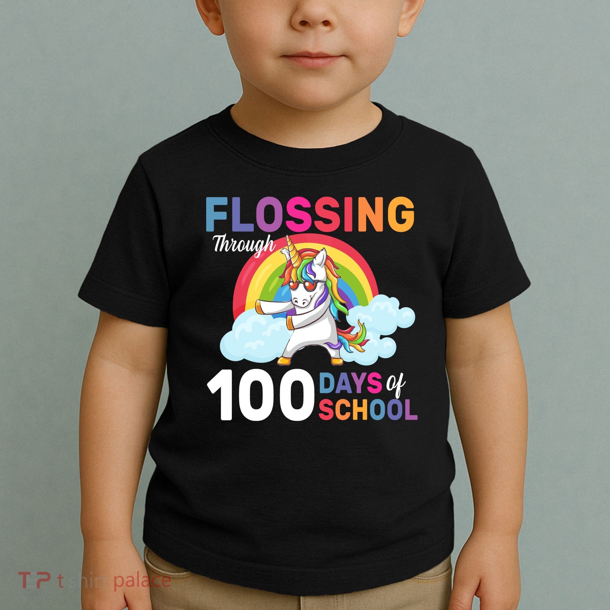 Flossing Unicorn Through 100 days Of School Toddler T-Shirt