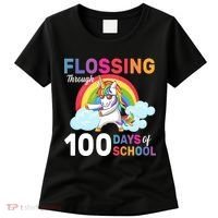 Flossing Unicorn Through 100 days Of School Women's T-Shirt thumb 0