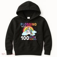 Flossing Unicorn Through 100 days Of School Kids Hoodie thumb 0