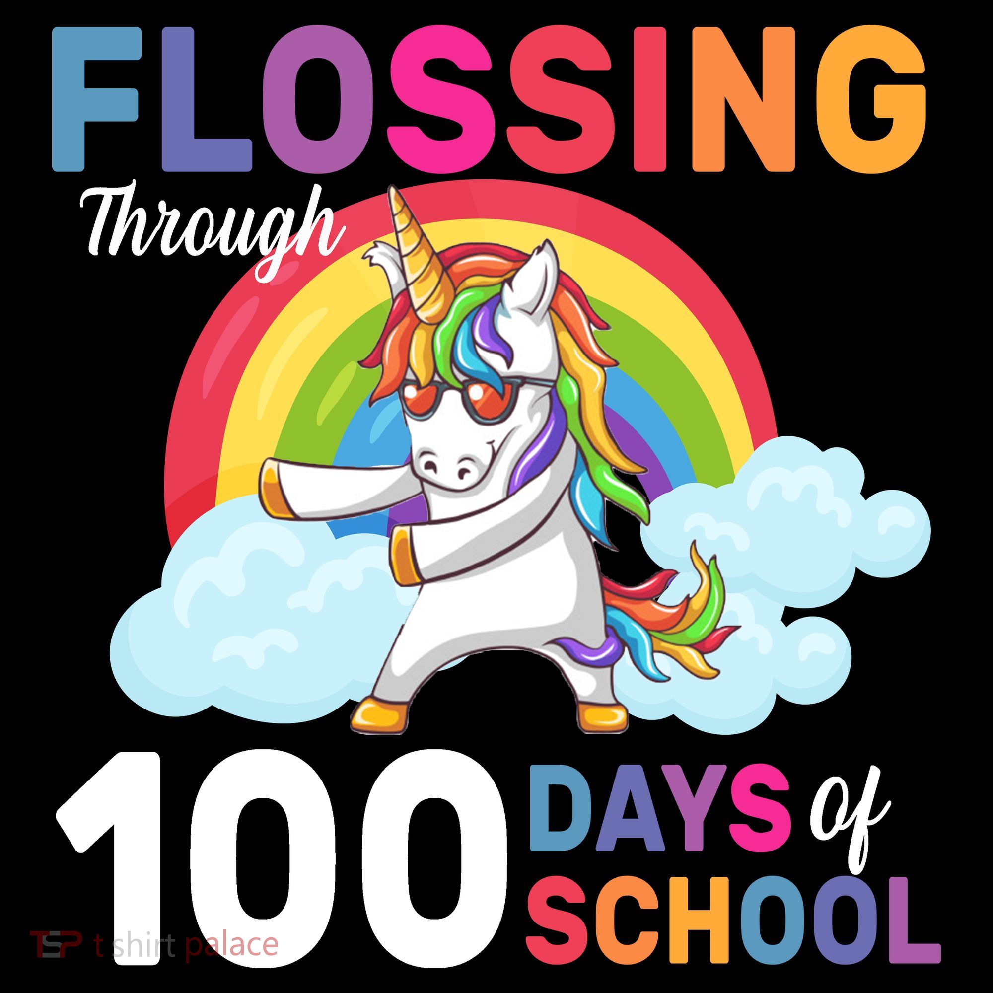 Flossing Unicorn Through 100 days Of School Kids Hoodie
